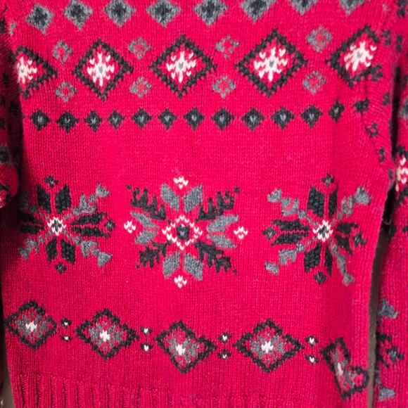 Vintage Tangents Festive Sweater Womens S Red Gray Snowflake Winter Wardrobe - Picture 3 of 8